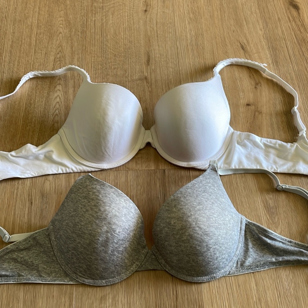 Victoria’s Secret and PINK white and gray push-up bras gently worn 34C